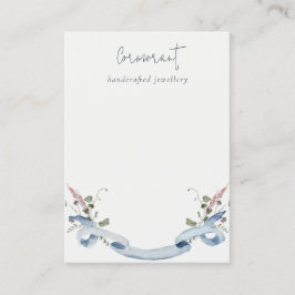 ダスキーブルーワイルドフラワーリボン空白のジュエリーホルダー 名刺