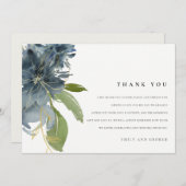 ダスキーブルー金ゴールドグリーンフローラ水結婚色 サンキューカード (正面/裏面)