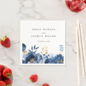 ダスキーブルー金ゴールド結婚フローラ スタンダードカクテルナプキン (インサイチュ)