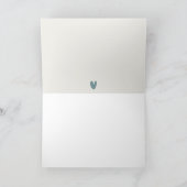 ダスキーブルー ゴールド グリーン フラワーパターン ウォーターカラー ウェディング サンキューカード (内部)