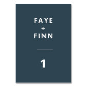 ダスキーブルー |スカンジナビアのミニマル結婚リスト テーブルナンバー (裏面)