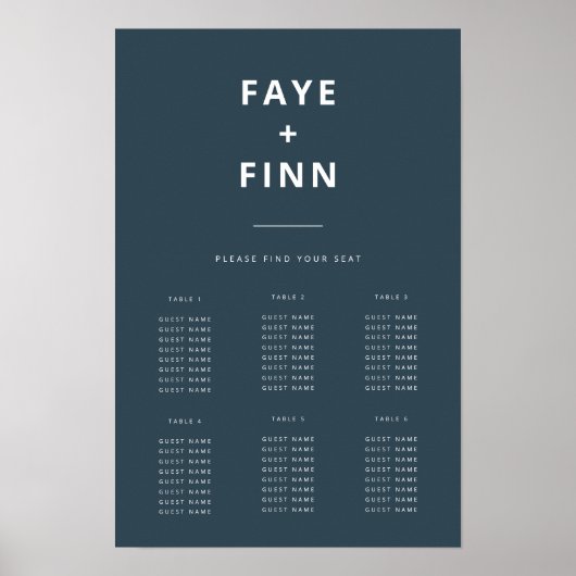 ダスキーブルー |スカンジナビア結婚の座席表 ポスター (正面)