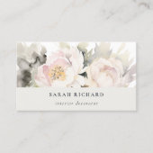 ダスキーモダン赤面ウォーターカラー牡丹フローラバンチ 名刺 (正面)