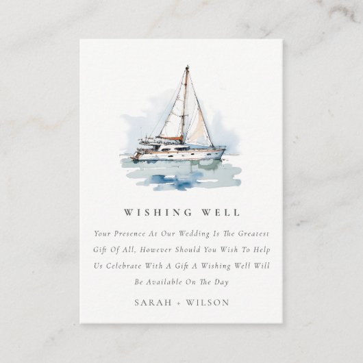 ダスキーヨットシースケープ結婚のウィッシングウェル エンクロージャーカード (正面)
