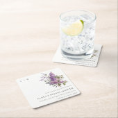 ダスキー薄紫ウォーターカラーコテージフローラブライダルシャワー スクエアペーパーコースター (インサイチュ)