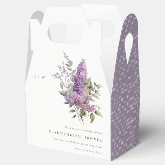 ダスキー薄紫ウォーターカラーコテージフローラブライダルシャワー フェイバーボックス (オープン)