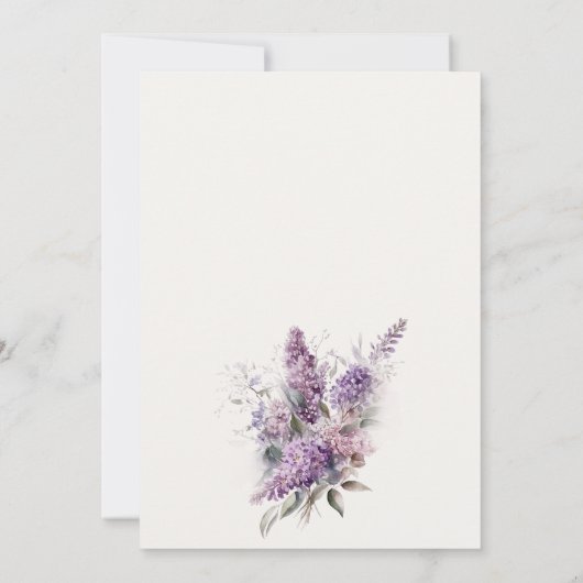ダスキー薄紫ウォーターカラーコテージフローラ婚約 招待状 (裏面)