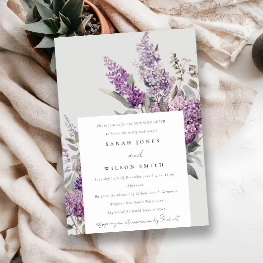 ダスキー薄紫グリーンコテージフローラモーニングアフター 招待状