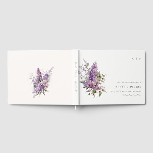 ダスキー薄紫コテージフローラウォーター結婚カラー ゲストブック (全面)