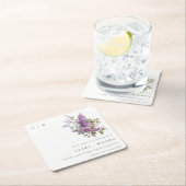 ダスキー薄紫水彩コテージフローラ結婚ズ スクエアペーパーコースター (インサイチュ)