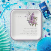 ダスキー薄紫水彩コテージフローラ結婚ズ ペーパープレート (パーティー)