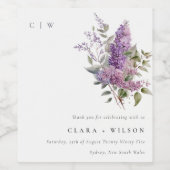 ダスキー薄紫水彩コテージフローラ結婚ズ ワインラベル (シングルラベル)