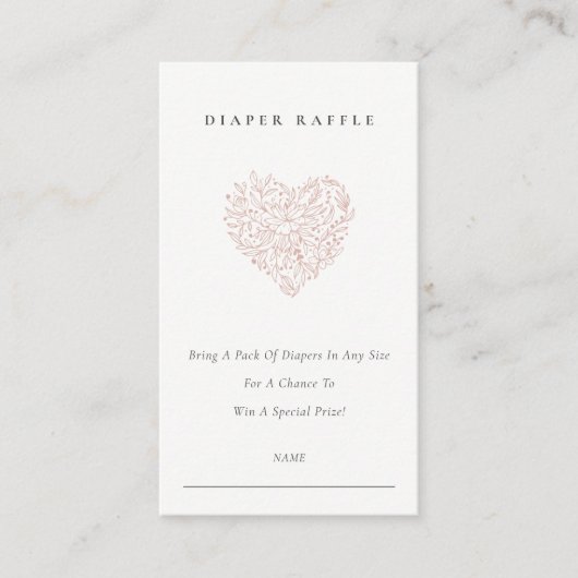 ダスキー赤面フローラハートおむつラッフルベビーシャワー エンクロージャーカード (正面)