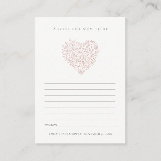 ダスキー赤面フローラハートアドバイスマムベビーシャワー エンクロージャーカード (正面)