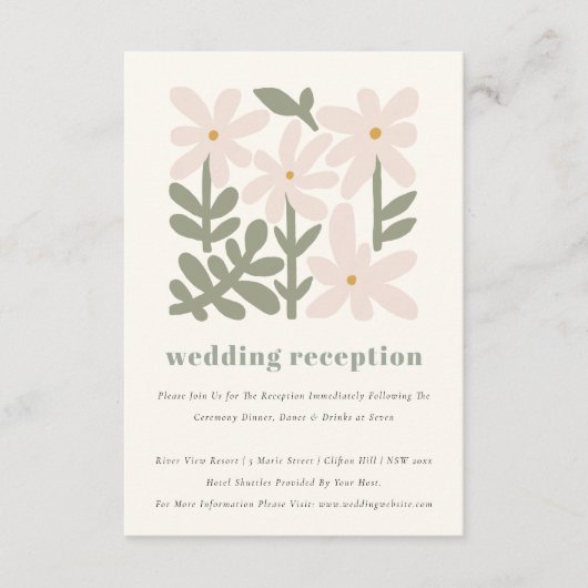 ダスキー赤面レトロミニマルフローラウェディングレセプション エンクロージャーカード (正面)