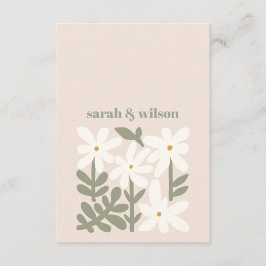 ダスキー赤面レトロミニマルフローラウェディングレセプション エンクロージャーカード (裏面)