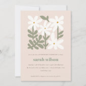 ダスキー赤面レトロミニマルフローラ誕生日 招待状 (正面)