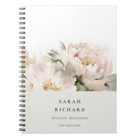 ダスキー赤面牡丹ウォーター色フローラバンチビジネス ノートブック (正面)