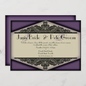 ダスキー·パープル·ヴィンテージモノグラムの、結婚インビタティ 招待状 (正面/裏面)