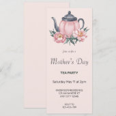 ダスキー ピンクの母の日ティーパーティー招待状 招待状 (正面/裏面)