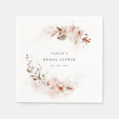 ダスキー フォール マルサラ ブラッシュ フローラル ブライダル シャワー スタンダードカクテルナプキン (正面)