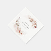 ダスキー フォール マルサラ ブラッシュ フローラル ブライダル シャワー スタンダードカクテルナプキン (角)