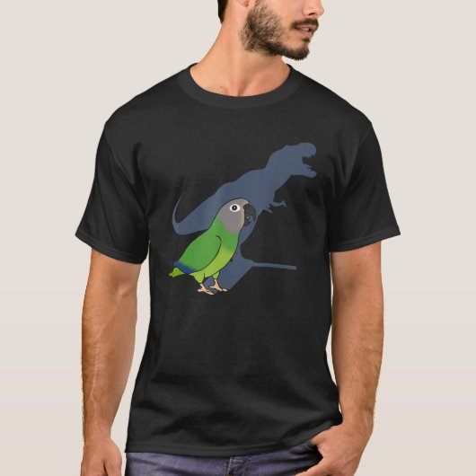 ダスクおもしろいキーの頭髪Conure T-レックス、恐竜のオウムP Tシャツ (正面)
