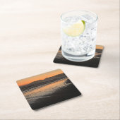 ダスクからトワイライトアットザビーチフォトプリント スクエアペーパーコースター (インサイチュ)