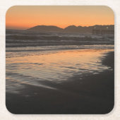 ダスクからトワイライトアットザビーチフォトプリント スクエアペーパーコースター (正面)