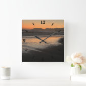 ダスクからトワイライトアットザビーチフォトプリント スクエア壁時計 (ホーム)