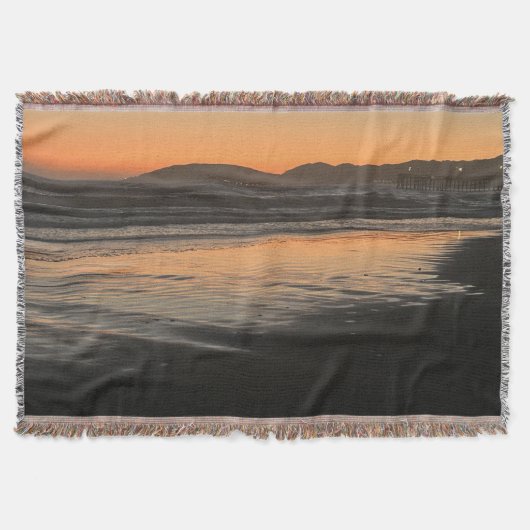 ダスクからトワイライトアットザビーチフォトプリント スローブランケット (正面)