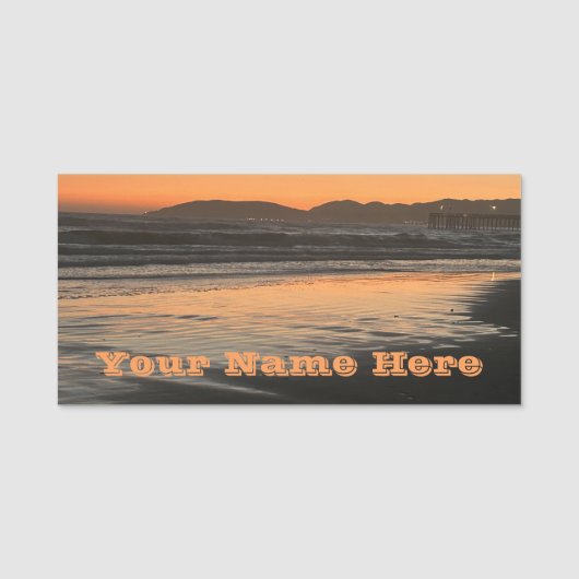 ダスクからトワイライトアットザビーチフォトプリント 名札 (正面)