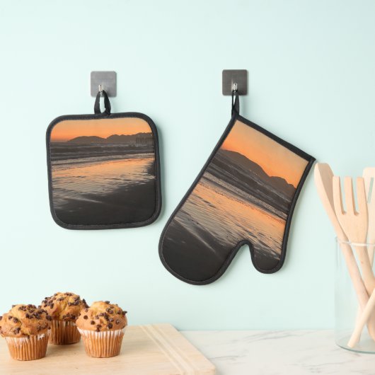 ダスクからトワイライトアットザビーチフォトプリント 鍋つかみ&鍋敷きセット (インサイチュ (吊り下げ))
