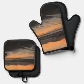 ダスクからトワイライトアットザビーチフォトプリント 鍋つかみ&鍋敷きセット (正面/裏面)