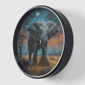 ダスクでアフリカゾウ 壁時計 (傾斜)