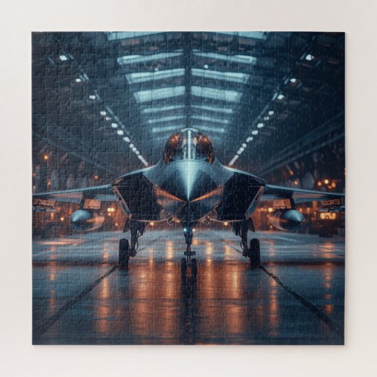 ダスクで格納庫ジェット – 航空パズル ジグソーパズル (縦)