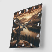 ダスクで穏やかな川渓谷を見下ろすイエス スクエア壁時計 (傾斜)