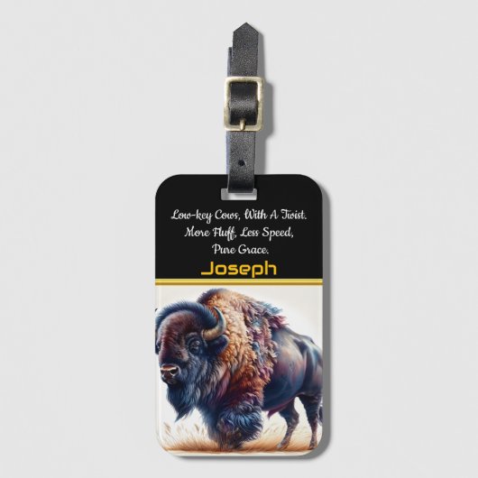 ダスクのゴールデングラスでバッファローが楽しめる ラゲッジタグ (正面縦)