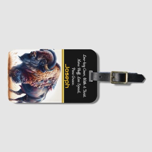 ダスクのゴールデングラスでバッファローが楽しめる ラゲッジタグ (正面横)