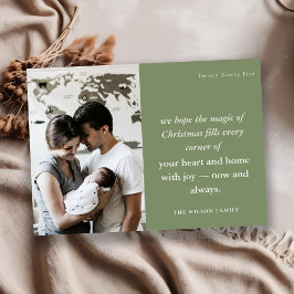 ダスクはっきりしたキグリーンミニマル1フォトラストクリスマス シーズンカード