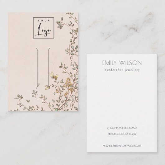 ダスクエレガントなフローラつる植物赤面ヘアクリップディスプレイ 名刺 (正面/裏面)