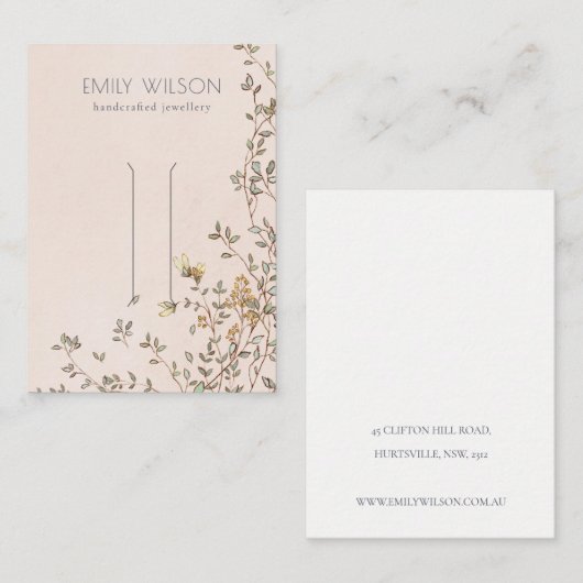 ダスクエレガントなフローラつる植物赤面ヘアクリップディスプレイ 名刺 (正面/裏面)