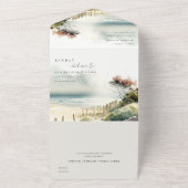 ダスクエレガントキーコースタルサンドビーチシースケープ結婚ズ オールインワン招待状 (外側)