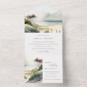 ダスクエレガントキーコースタルサンドビーチシースケープ結婚ズ オールインワン招待状 (内側)