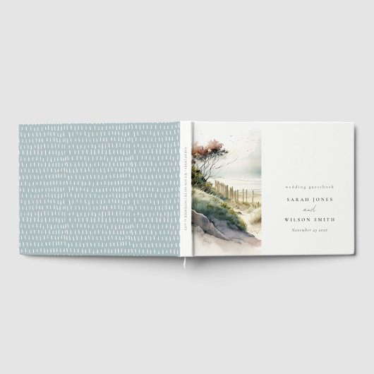 ダスクエレガントキーコースタルサンドビーチシースケープ結婚ズ ゲストブック (全面)