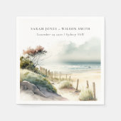 ダスクエレガントキーコースタルサンドビーチシースケープ結婚ズ スタンダードカクテルナプキン (正面)