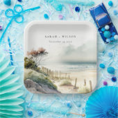 ダスクエレガントキーコースタルサンドビーチシースケープ結婚ズ ペーパープレート (パーティー)