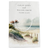 ダスクエレガントキーコースタルサンドビーチシースケープ結婚ズ ミディアムペーパーバッグ (正面)