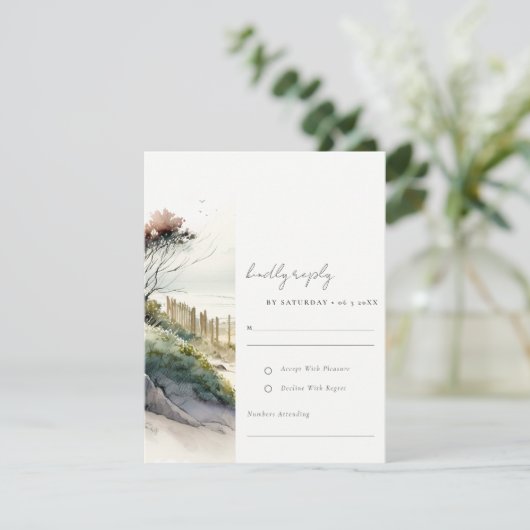 ダスクエレガントキーコースタルサンドビーチシースケープ結婚ズ 出欠カード (スタンド正面)