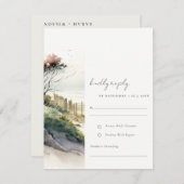 ダスクエレガントキーコースタルサンドビーチシースケープ結婚ズ 出欠カード (正面/裏面)